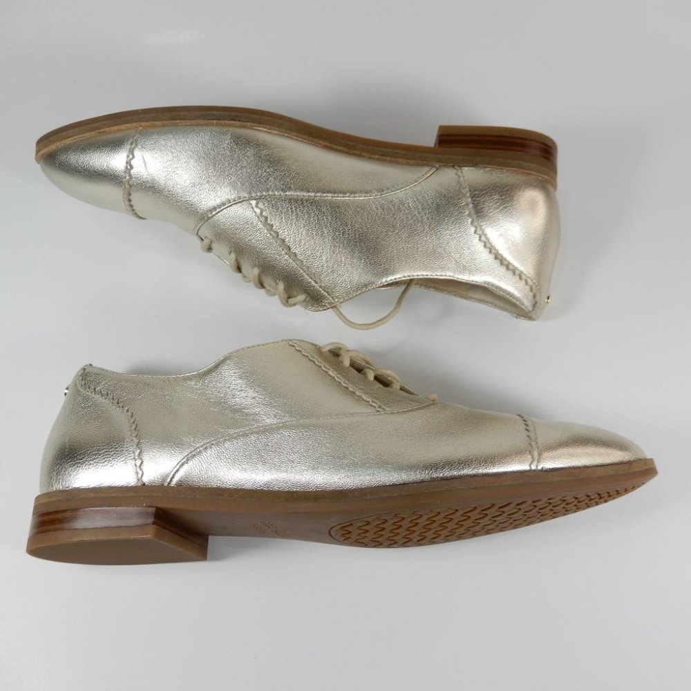 COLE HAAN The Go-to Arden Oxford Shoes Size 6.5 Soft Gold Metallic Leather NEW - Picture 8 of 12